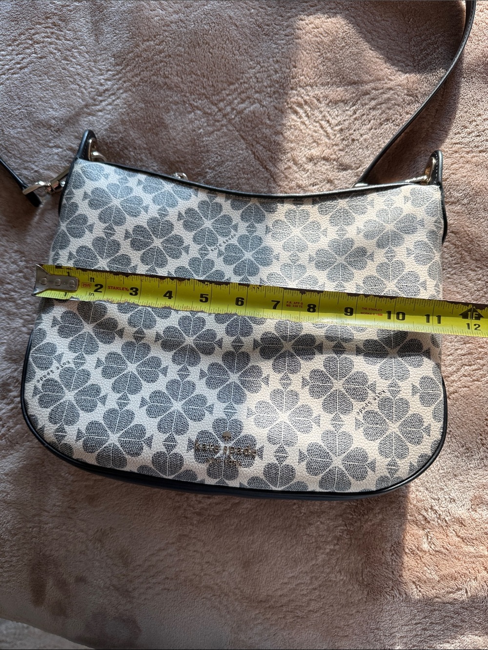 kate spade Cream and Gray Patterned Crossbody with Black Strap - Picture 10 of 11